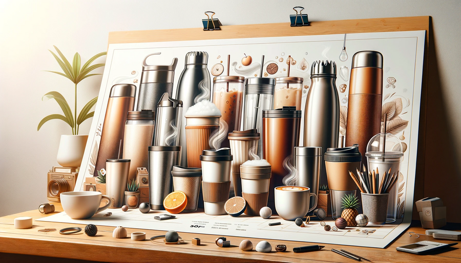The main featured image for the blog article about versatile tumblers. The image should depict a range of tumblers in different materials like steel